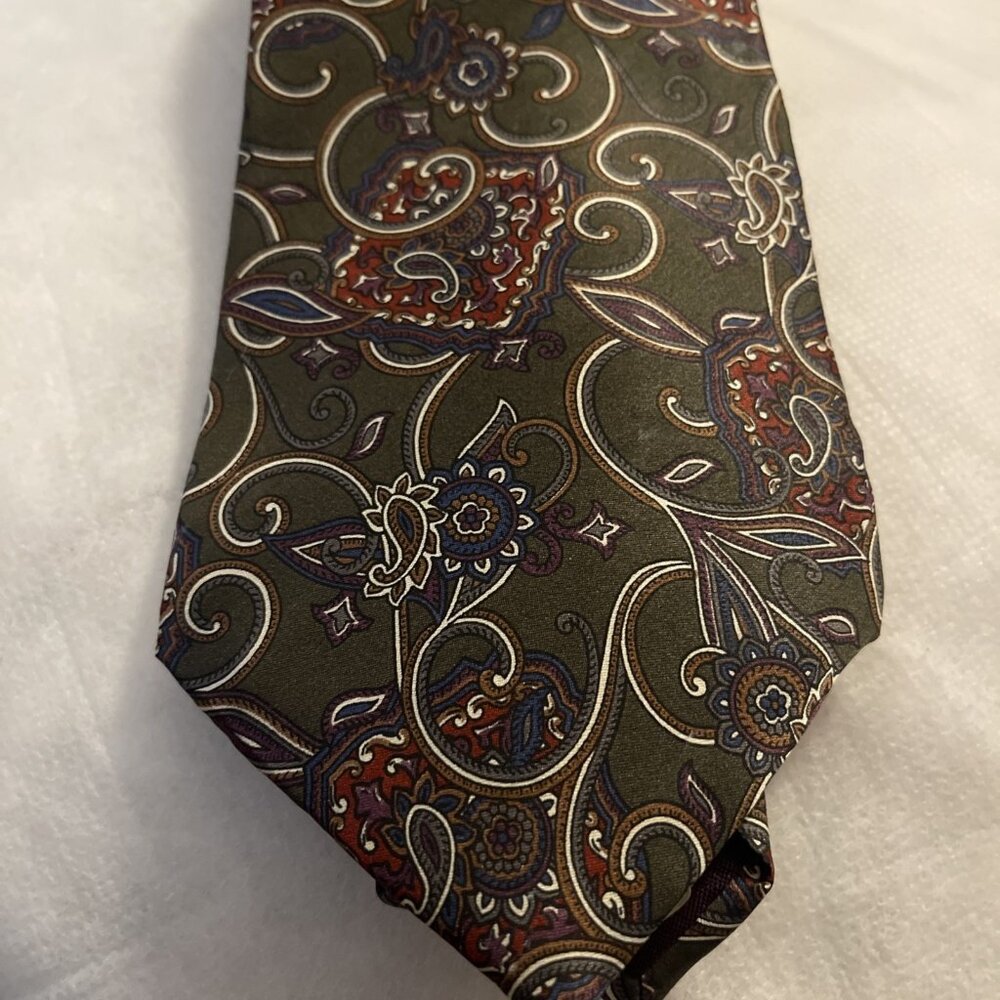 Vin Oscar De La Renta Tie Silk Green Blue, Rust,‎ Silver Wedding, Graduation